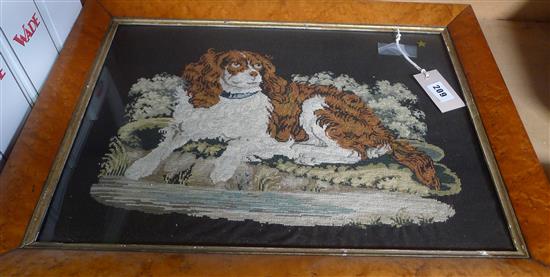 Victorian tapestry panel worked with a spaniel